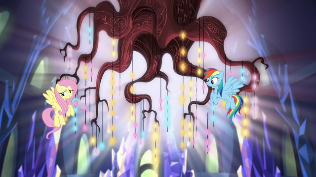 File:Fluttershy and Rainbow beside the chandelier S5E3.png
