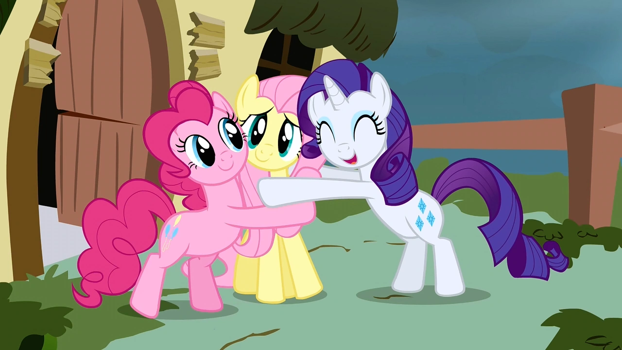 Image - Rarity Pinkie Fluttershy hug S2E19.png | My Little Pony