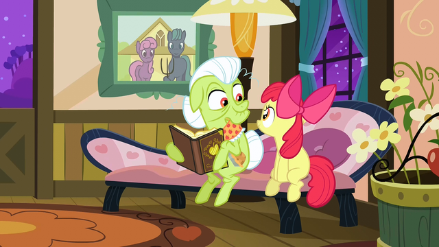 File:Granny telling Apple Bloom about the family photo S3E8.png