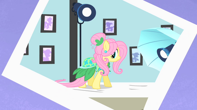 File:Photo of Fluttershy wearing a dress S1E20.png