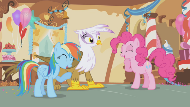 File:Pinkie and Dash laughing at Gilda S1E05.png