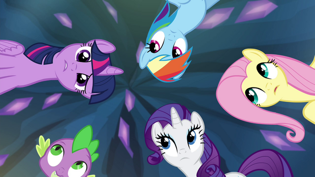 File:Twilight and friends looking down at objects S4E25.png