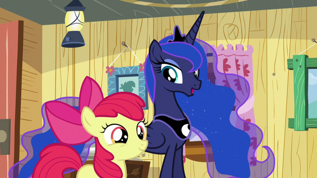 File:Apple Bloom and Luna greet the other Crusaders S5E4.png