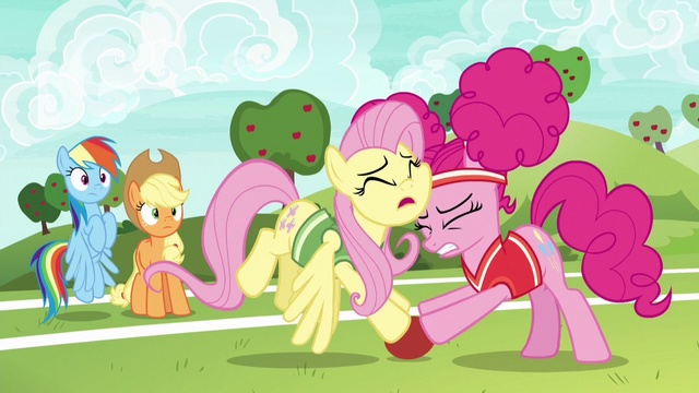 File:Fluttershy and Pinkie bump heads together S6E18.png
