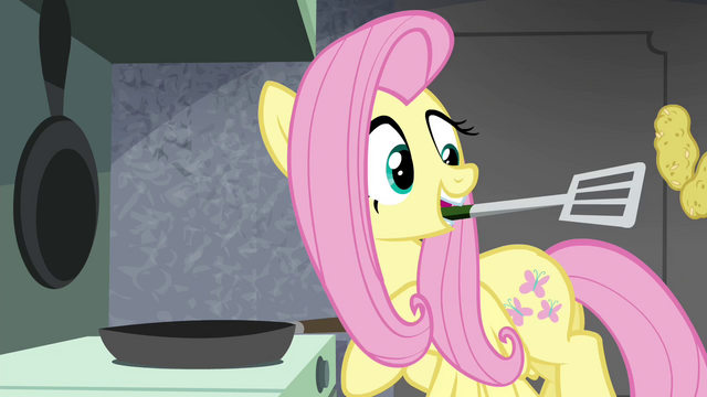 File:Fluttershy tossing burgers S4E22.png