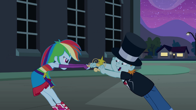 File:Rainbow Dash and Snips crown tug of war EG.png