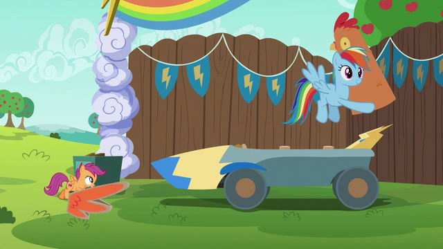 File:Rainbow carrying chicken head away S6E14.png