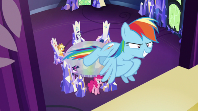File:Rainbow Dash flies out of the castle S6E15.png