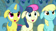 Lemon Hearts, Sweetie Drops, and Sassaflash smiling S03E13
