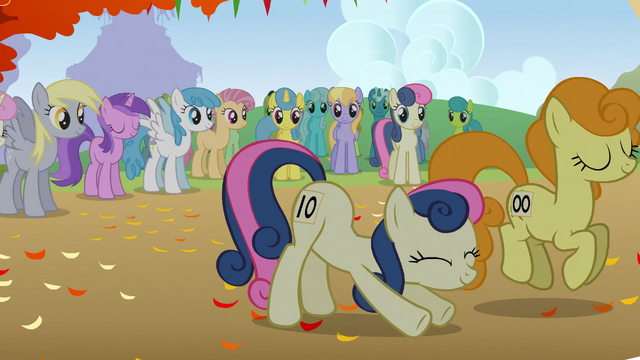 File:Sweetie Drops stretches before the race S1E13.png