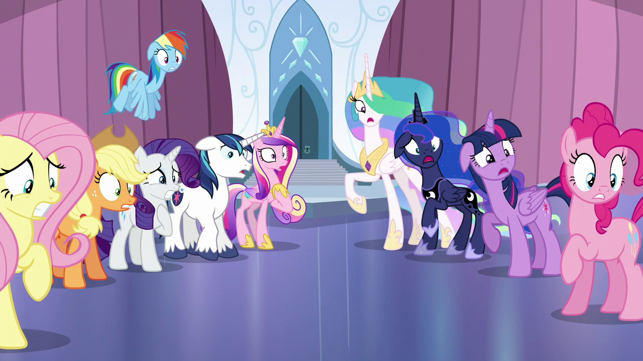 Image Mane Six and friends in complete shock S6E1.png My Little