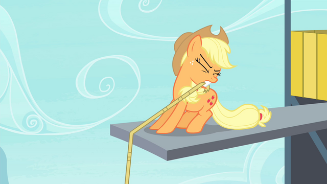 File:Applejack holding lasso with her teeth S4E20.png