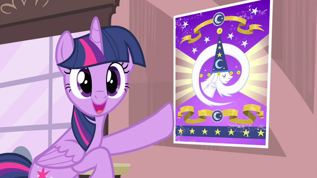 File:Twilight pointing towards the poster S4E11.png