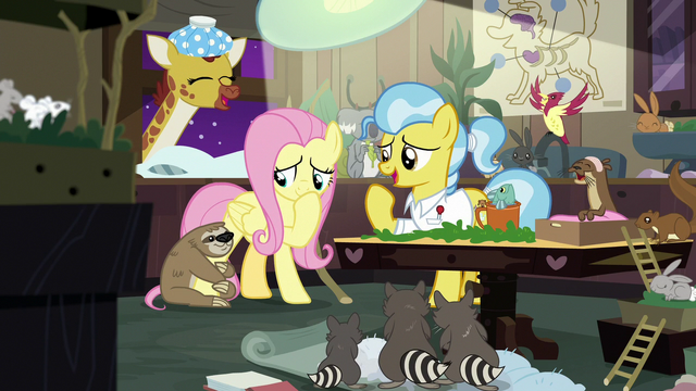 File:Dr. Fauna and animals laugh at Fluttershy S7E5.png
