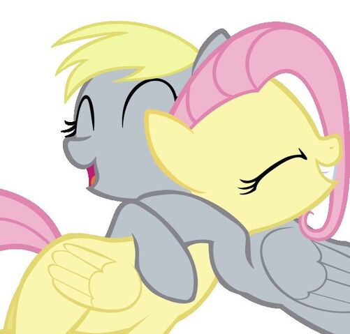 File:FANMADE Derpy hugging Fluttershy.jpg