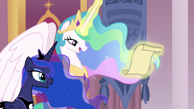 File:Celestia and Luna reading friendship report S4 opening.png