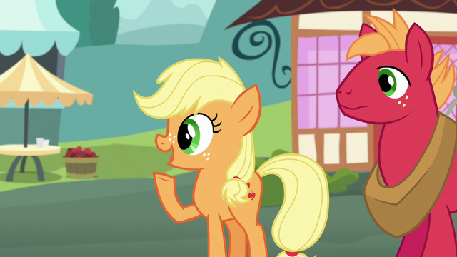 File:Young Applejack greeting Filthy Rich S6E23.png