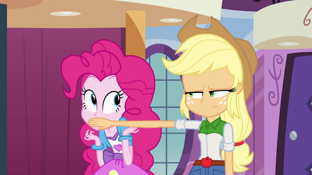 File:Applejack covers Pinkie's mouth EG.png