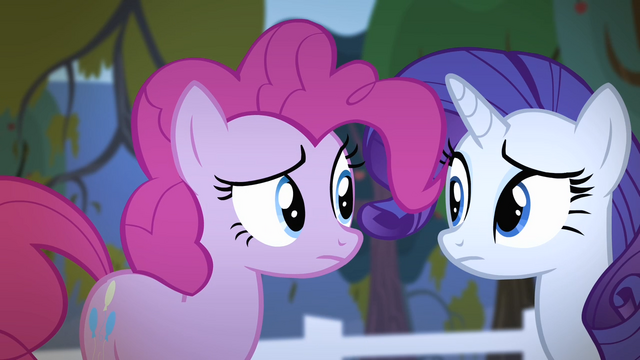 File:Pinkie Pie and Rarity looks at each other S4E7.png
