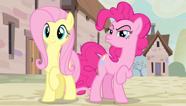 File:Fluttershy happy and Pinkie distrusting S5E1.png