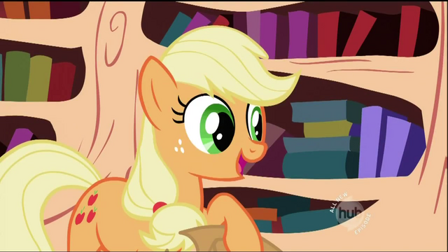 File:Applejack giving her report S02E03.png