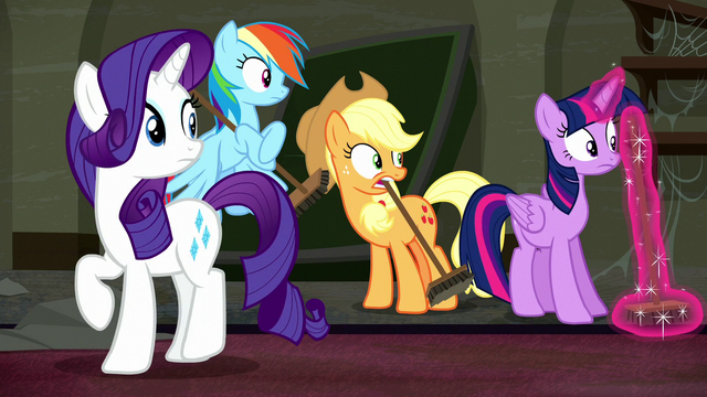 File:Rarity and friends hear Mr. Stripes S6E9.png