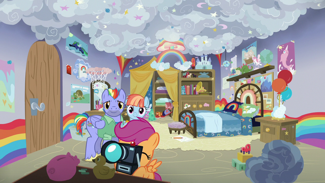 File:Scootaloo takes pictures of Rainbow's old bedroom S7E7.png