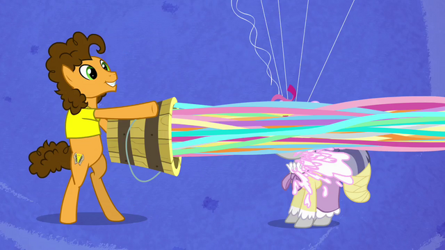 File:Cheese launches streamers onto the pony's face S4E12.png