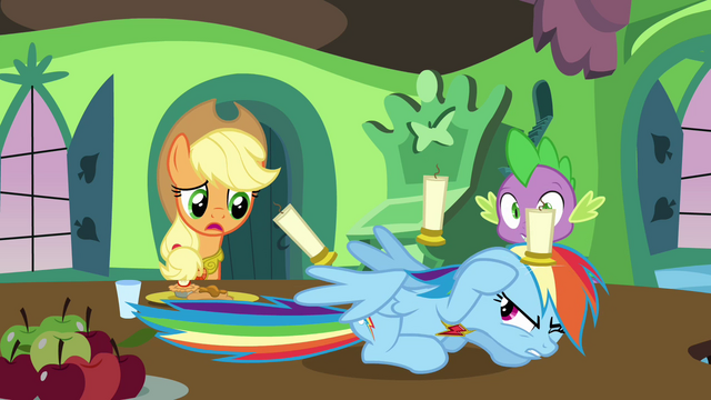 File:Rainbow Dash under attack by candles S03E10.png