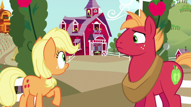 File:Young Applejack looking toward the barn S6E23.png