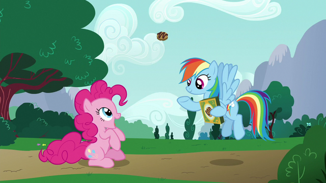 File:Rainbow tossing a cookie to Pinkie Pie S6E15.png