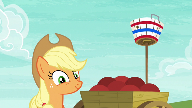 File:Applejack pleased with Pinkie Pie's shot S6E18.png