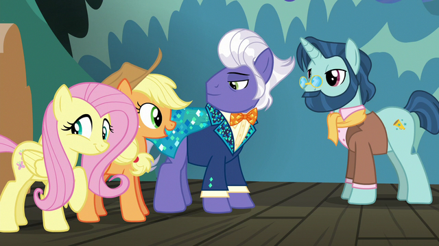 File:Applejack and Fluttershy meet director pony S6E20.png