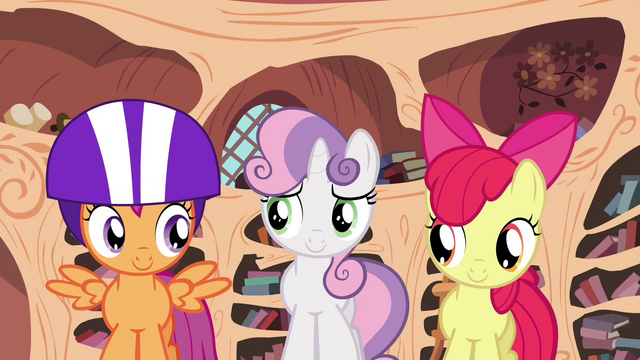 File:Cutie Mark Crusaders about to leave library S4E15.png