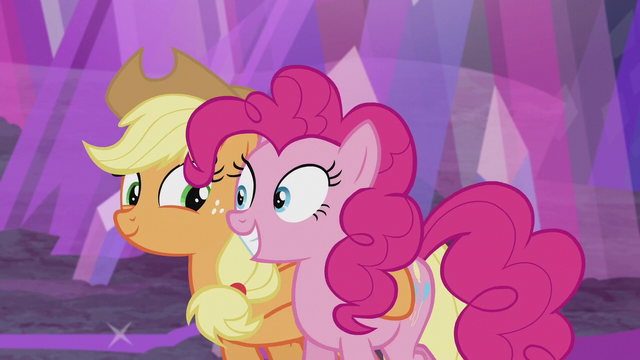 File:Applejack and Pinkie leaving the mine S5E20.png