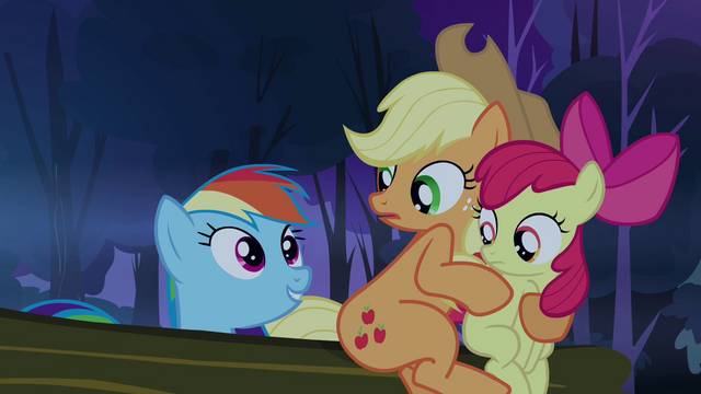 File:Rainbow Dash poking up behind log S3E6.png