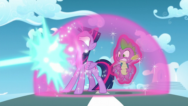 File:Twilight protects herself and Spike from magic blast with bubble shield S5E26.png