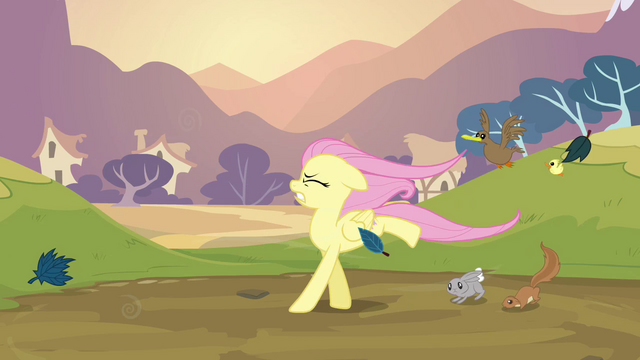 File:Fluttershy walking on her two front legs S2E22.png