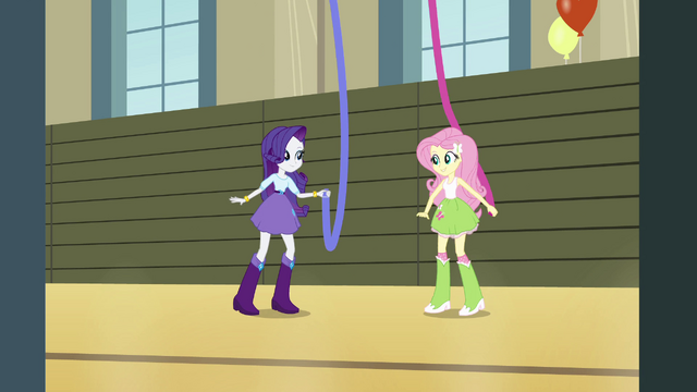 File:Rarity and Fluttershy hanging streamers EG.png