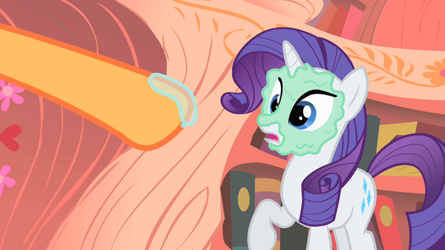 File:Rarity looking at hoof covered in spit S1E08.png