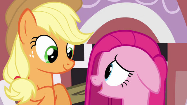 File:Applejack and Pinkie Pie smiling S03E13.png