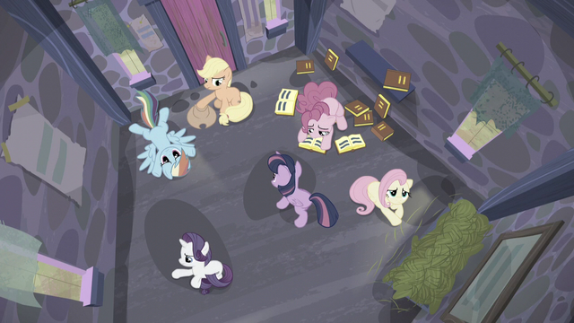 File:Twilight pacing around while her friends sit in the house S5E02.png