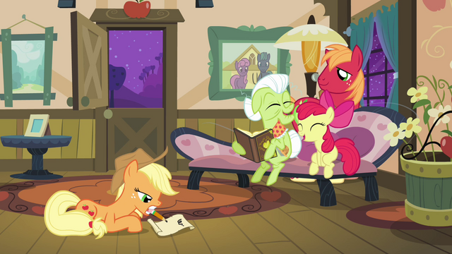 File:Applejack writing a friendship letter S3E8.png