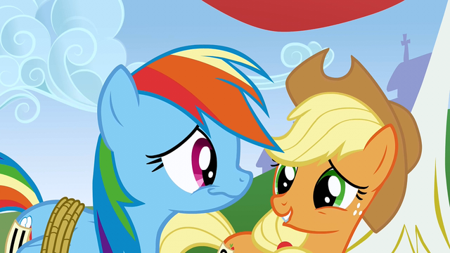 File:Rainbow Applejack chuckling S01E13.png