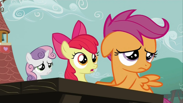 File:The Cutie Mark Crusaders worried and lacking ideas S2E23.png