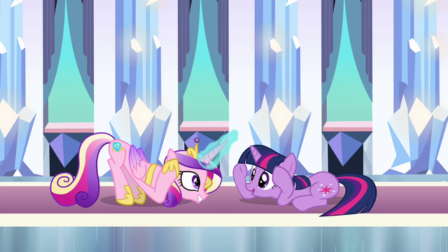 File:Cadance and Twilight doing the "Sunshine" dance in the Crystal Empire S3E01.png