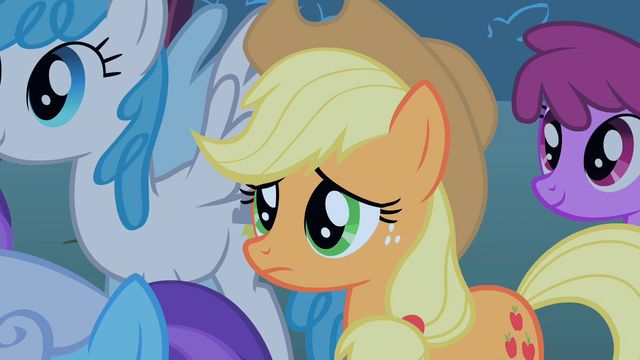 File:Applejack watches the CMC embarrassed S1E18.png