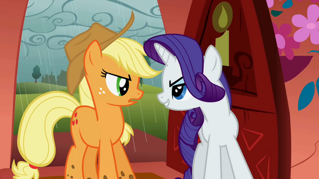 File:Applejack and Rarity arguing S01E08.png