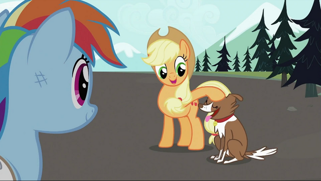File:Applejack petting Winona S2E07.png