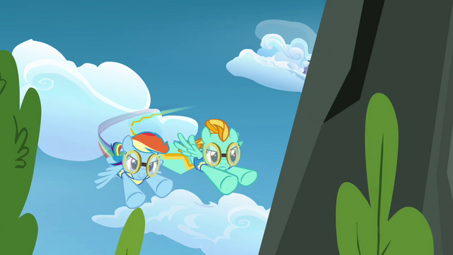 File:Rainbow and Lightning flying around the bend S3E07.png